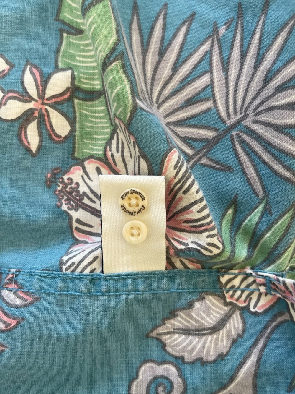 Reyn Spooner Men's 2XL Fancy Biscus Button Down Shirt Cotton Hawaiian Aloha Blue - Picture 10 of 11